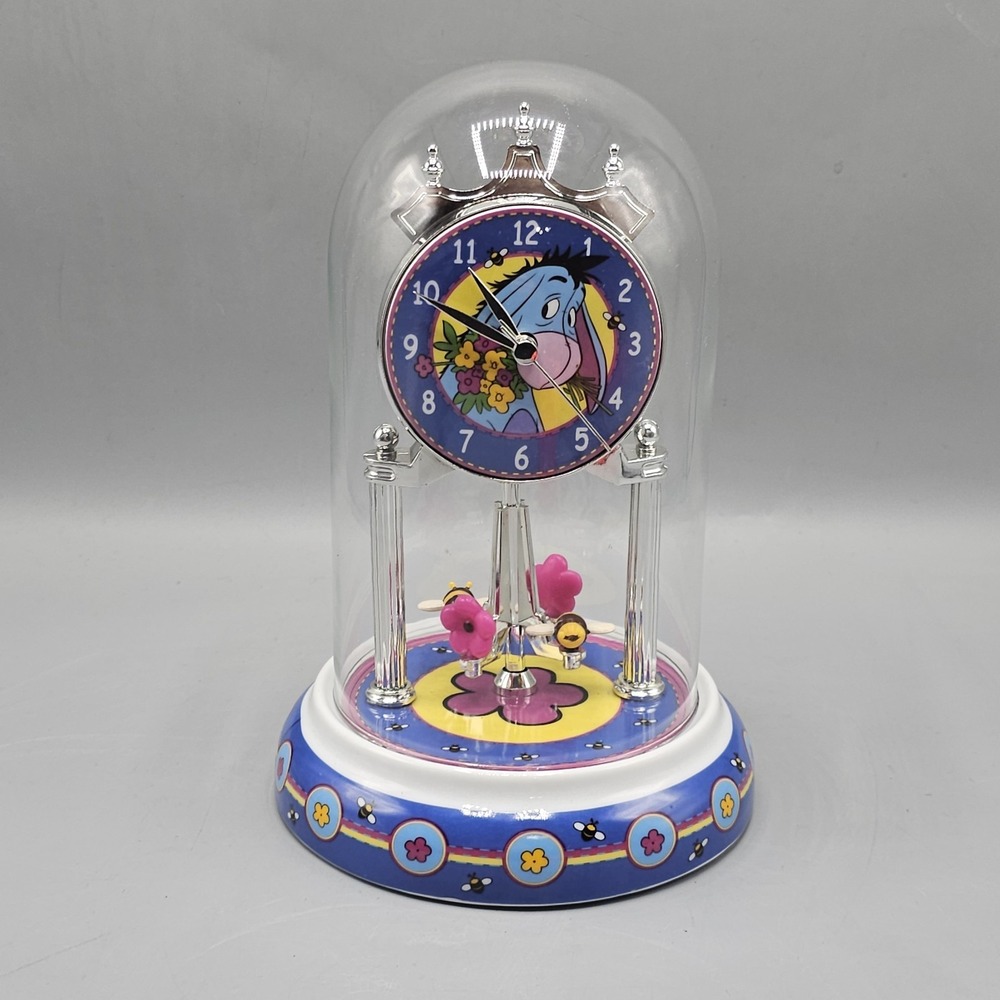 Disney Winnie the Pooh Eeyore Anniversary Clock Ladybugs & Bees Spin Pendulum